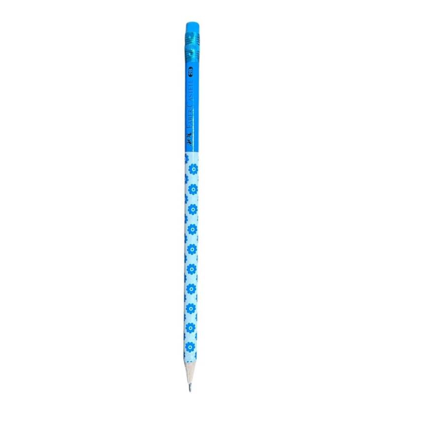 Faber Castell Çiçekli Silgili Kurşun Kalem-Mavi - 1