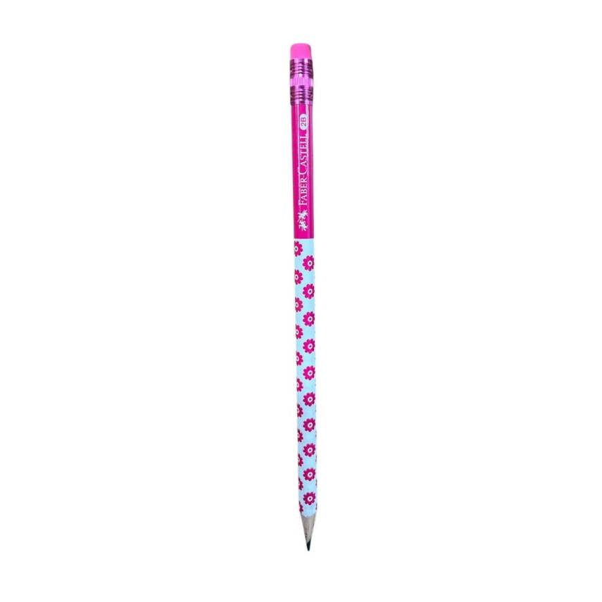 Faber Castell Çiçekli Silgili Kurşun Kalem-Pembe - 1