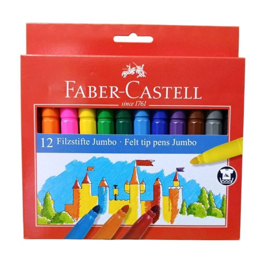 Faber Castell Jumbo Keçeli Kalem 12Li 55 43 12 - 1