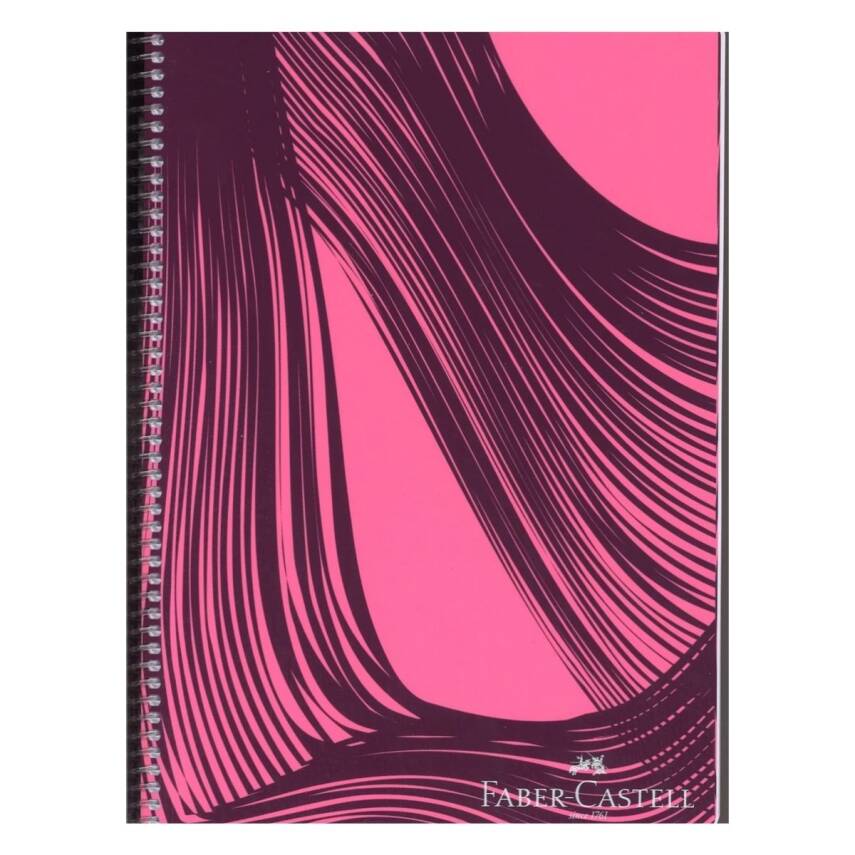 Faber Castell PP Kapak Waves Spiralli 120 Yp Çizgili-Pembe - 1