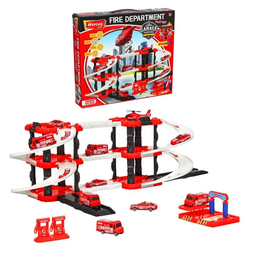 Hereos Toys Üç Katlı Çift Blok İtfaiye ERN-2027 - 1