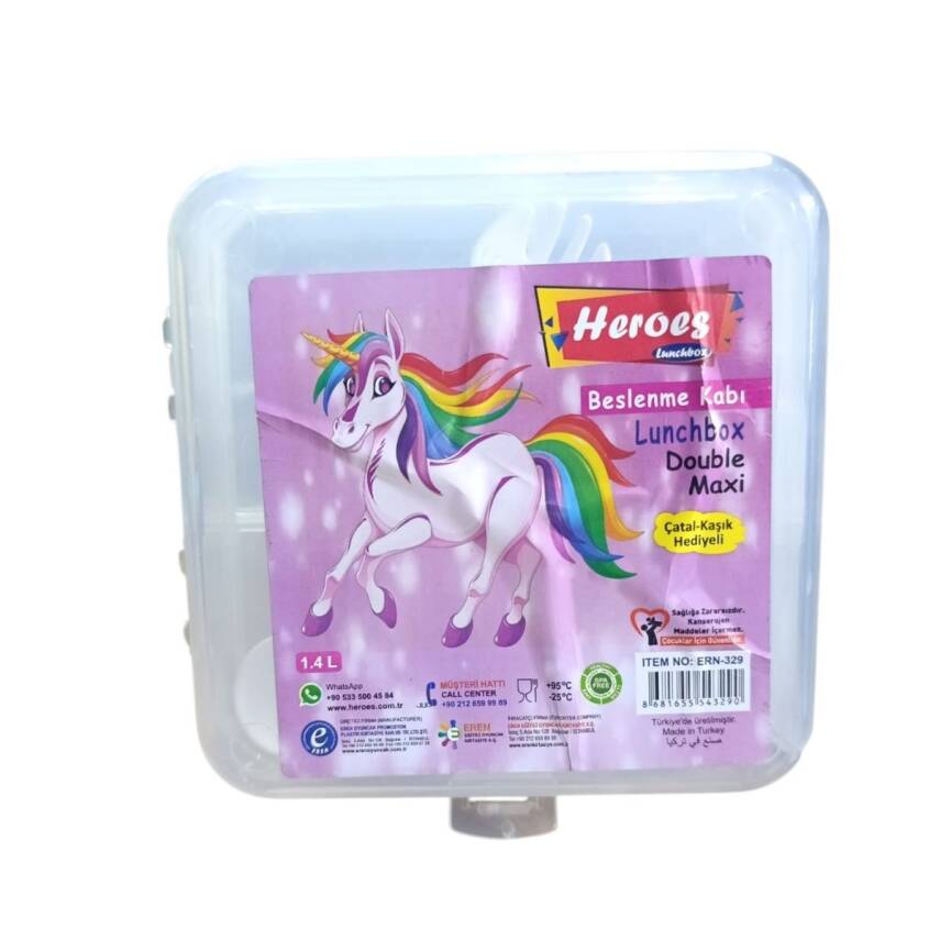 Heroes Double Maxi Beslenme Kabı ERN-329-Şeffaf Unicorn - 1