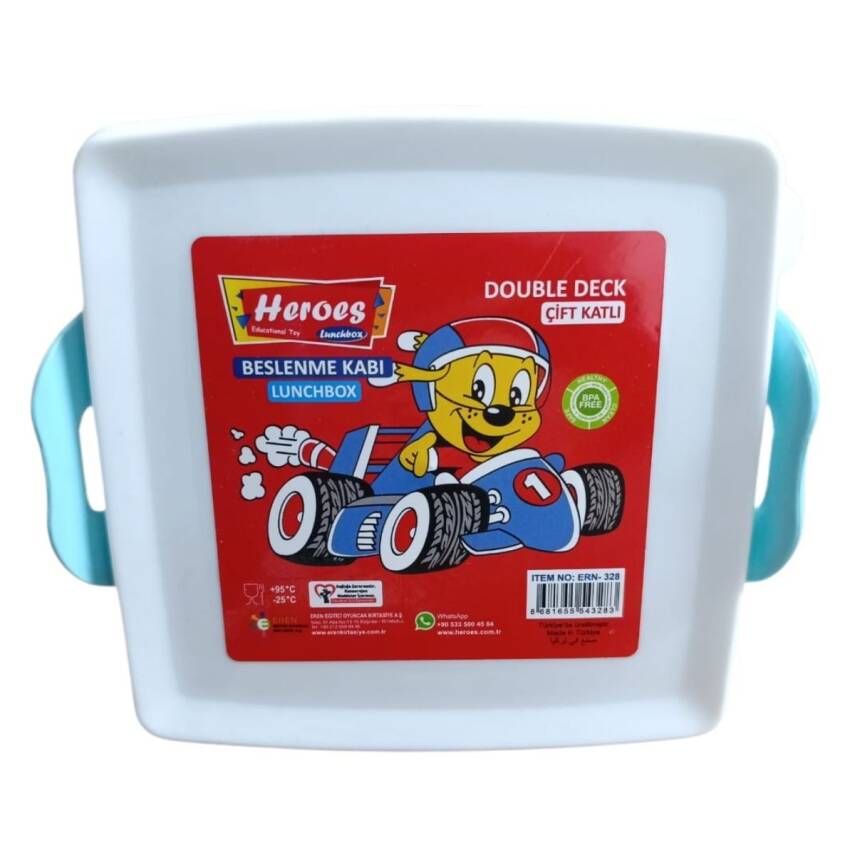 Heroes Lunchbox Çift Katlı Beslenme Kabı ERN-328-Mavi - 1