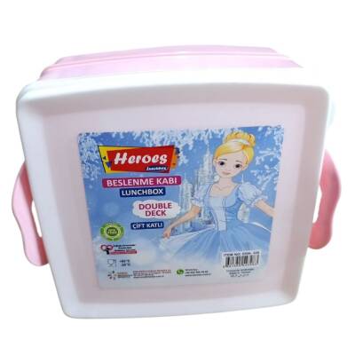 Heroes Lunchbox Çift Katlı Beslenme Kabı ERN-328-Pembe