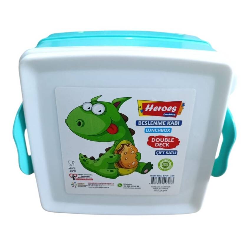 Heroes Lunchbox Çift Katlı Beslenme Kabı ERN-328-Yeşil - 1