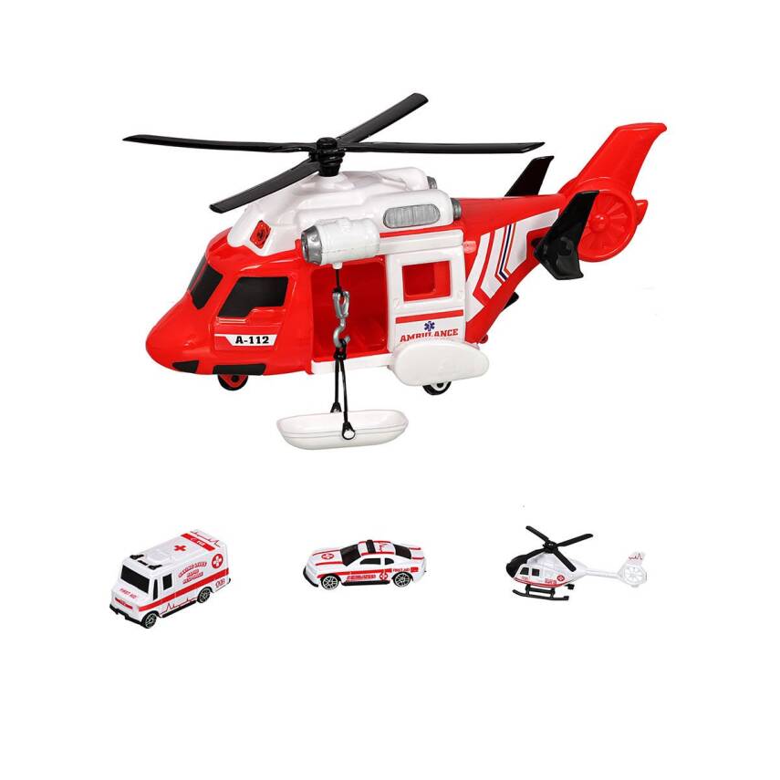 Heroes Toys Helikopter Ambulans Seti Arabalı Ern-2004 - 2