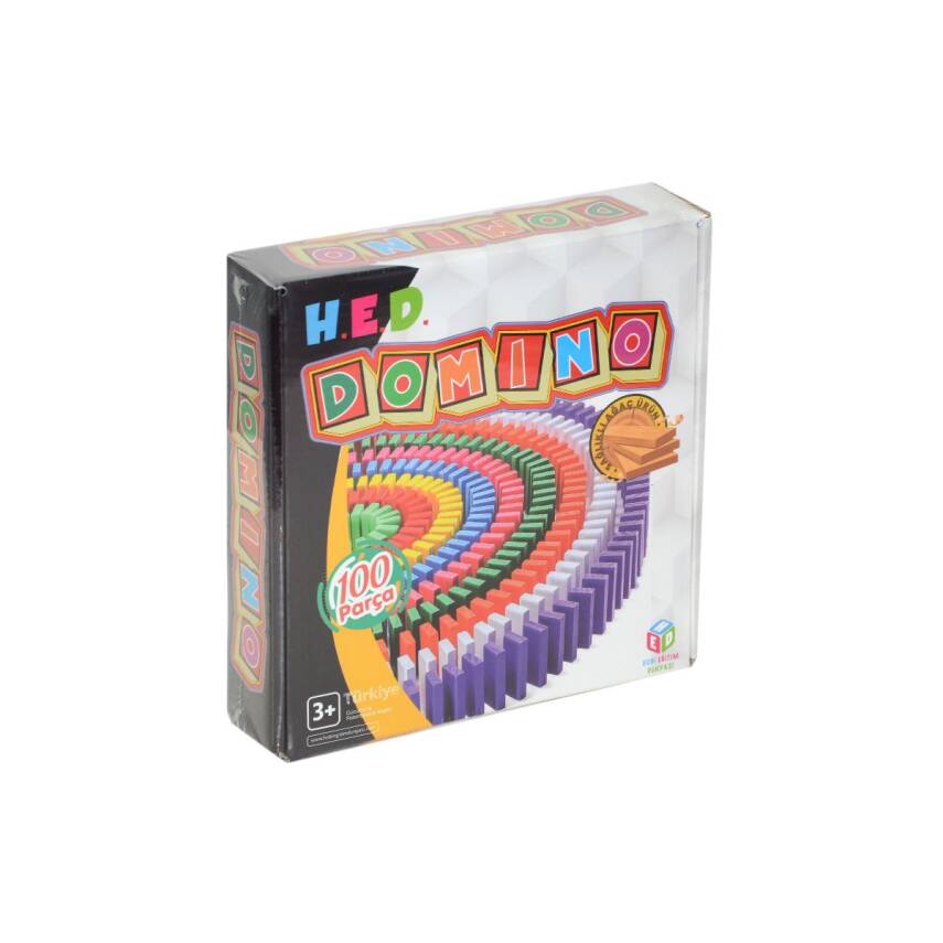 Hobi Eğitim Dünyası Renkli Ahşap DOMİNO 100 Parça HED-338 - 1