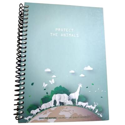 İleri Grup Save The Nature Sert Kapak 17*24 72 Yp Çizgili Defter-Yeşil