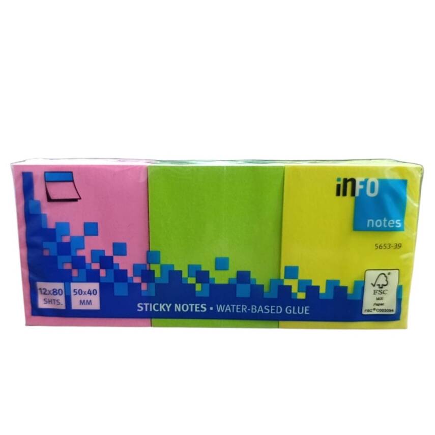 İnfo Notes 50x40Mm Yapışkanlı Notluk 12x80 Syf - 1