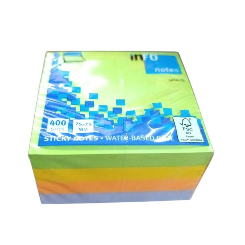 İnfo Notes 75x75 Mm Karışık Renkli Yapışkanlı Notluk 400 Syf - 1