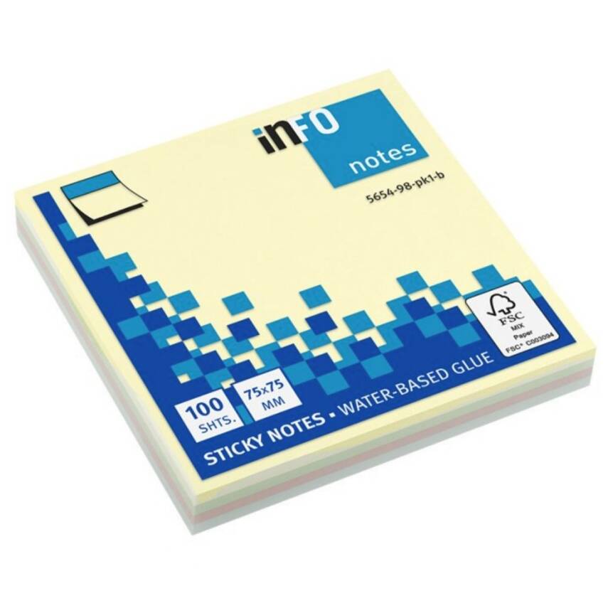 İnfo Notes 75x75 Mm Sarı Yapışkanlı Notluk 100 Syf - 1