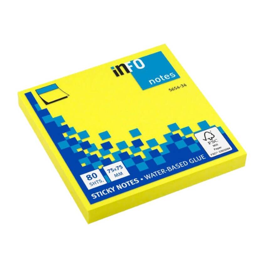 İnfo Notes 75x75 Mm Sarı Yapışkanlı Notluk 80 Syf - 1