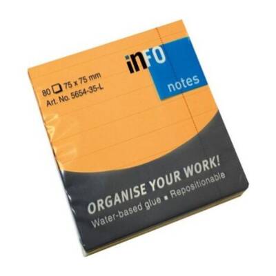 İnfo Notes 75x75 Mm Turuncu Yapışkanlı Notluk 80 Syf