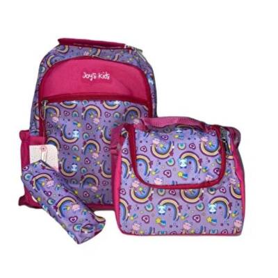 Joys Kids Lüx Üçlü İlkokul Çanta Seti-Gökkuşağı