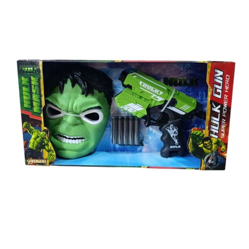 Kids Oyuncak Nerf Silah Ve Hulk Maske 2156-10-Yeşil - 1