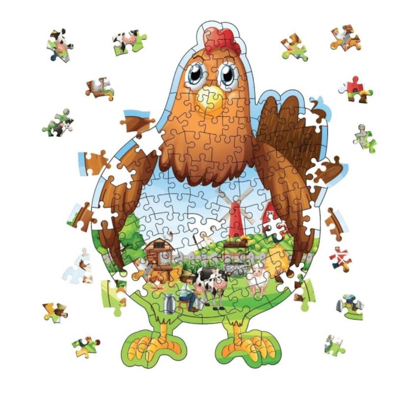 Kidsan 112 Parça Çiftçi Tavuk Puzzle - 1