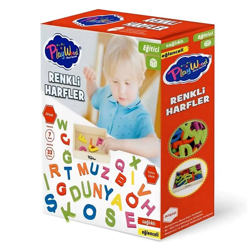Onyıl Oyuncak 33 Parça Ahşap Renkli Harfler Ony-402 - 1