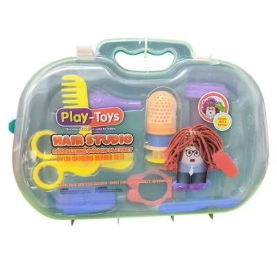 Paff Çantalı Oyun Hamuru Berber Seti 2359-Mavi