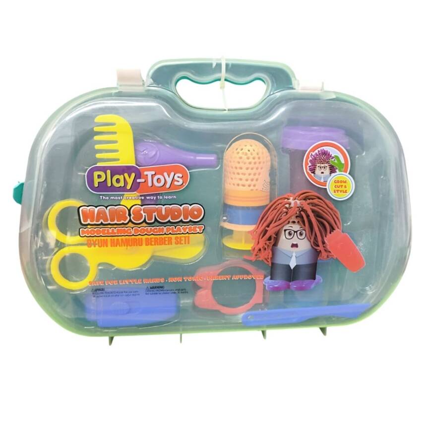 Paff Çantalı Oyun Hamuru Berber Seti 2359-Mavi - 1