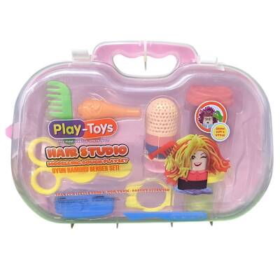 Paff Çantalı Oyun Hamuru Berber Seti 2359-Pembe