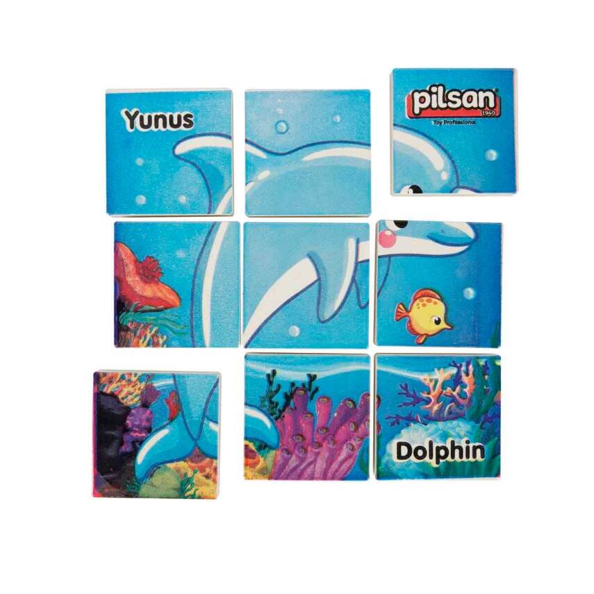 Pilsan Hayvan Serisi 9 Parça Puzzle Set 03-355-Mavi Yunus - 1