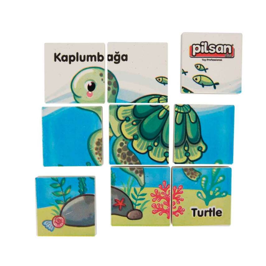 Pilsan Hayvan Serisi 9 Parça Puzzle Set 03-355-Yeşil Kaplumbağa - 1