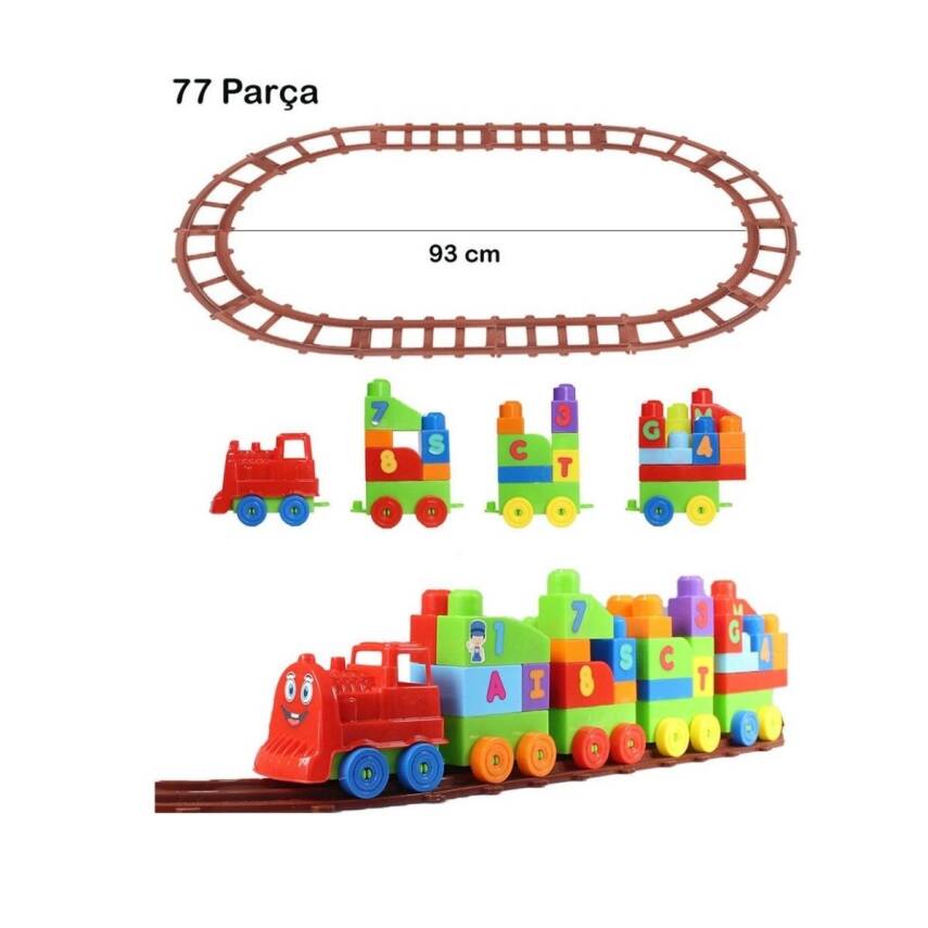 Play Blox 93 Cm 77 Parça Sayı ve Alfabe Oyuncak Tren Seti 2397 - 2