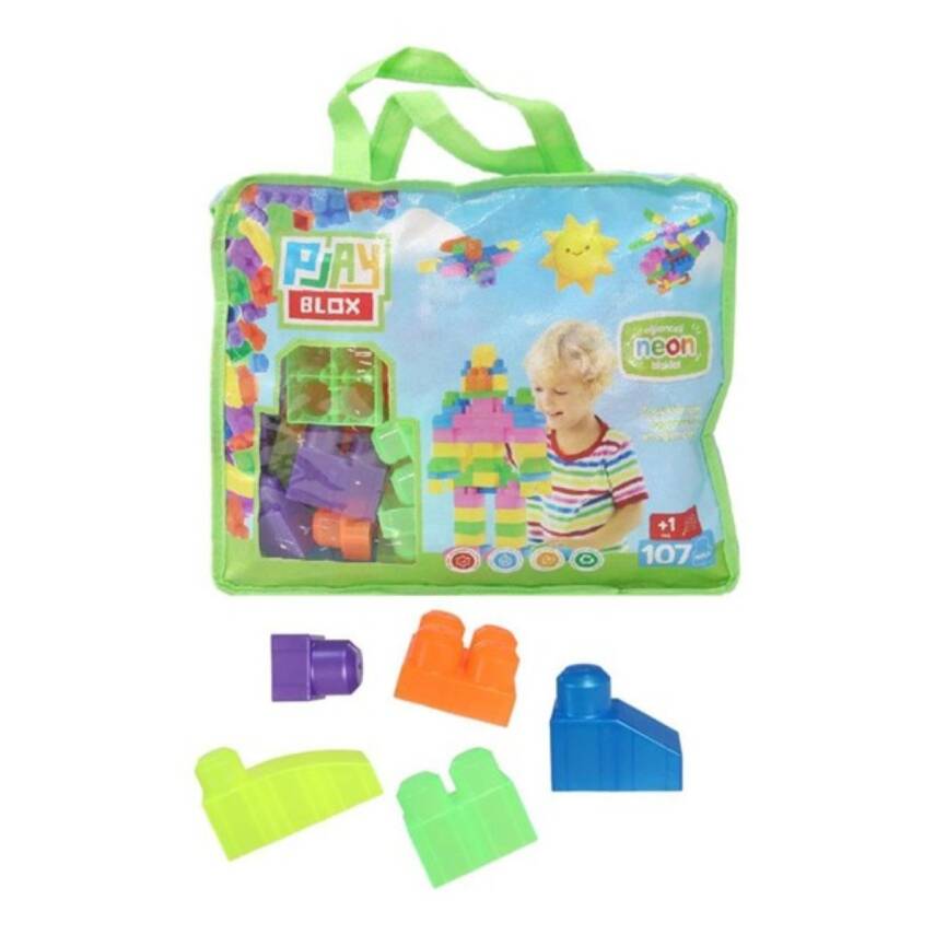 Play Blox Block Neon 107 Pcs Bag Girls&Boys 2960-Yeşil Çantalı - 1