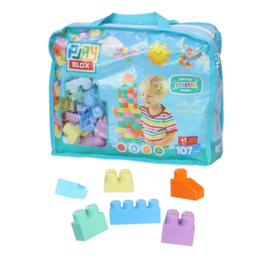 Play Blox Block Pastel 107 Pcs Bag Girls&Boys 2977-Mavi Çantalı - 1