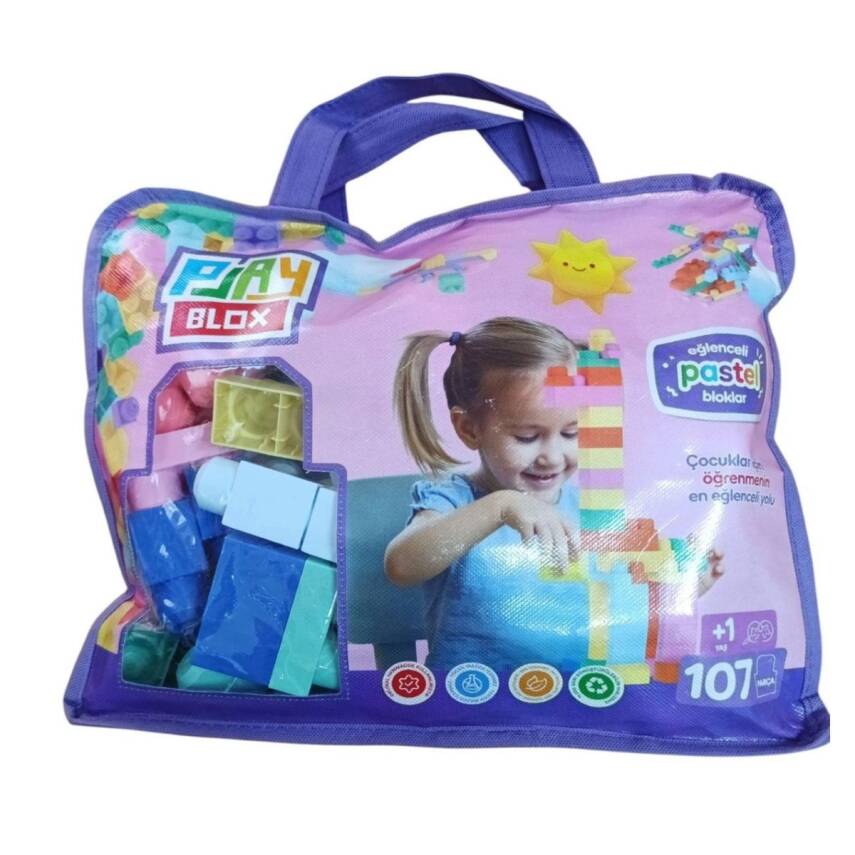 Play Blox Block Pastel 107 Pcs Bag Girls&Boys 2977-Mor Çantalı - 1