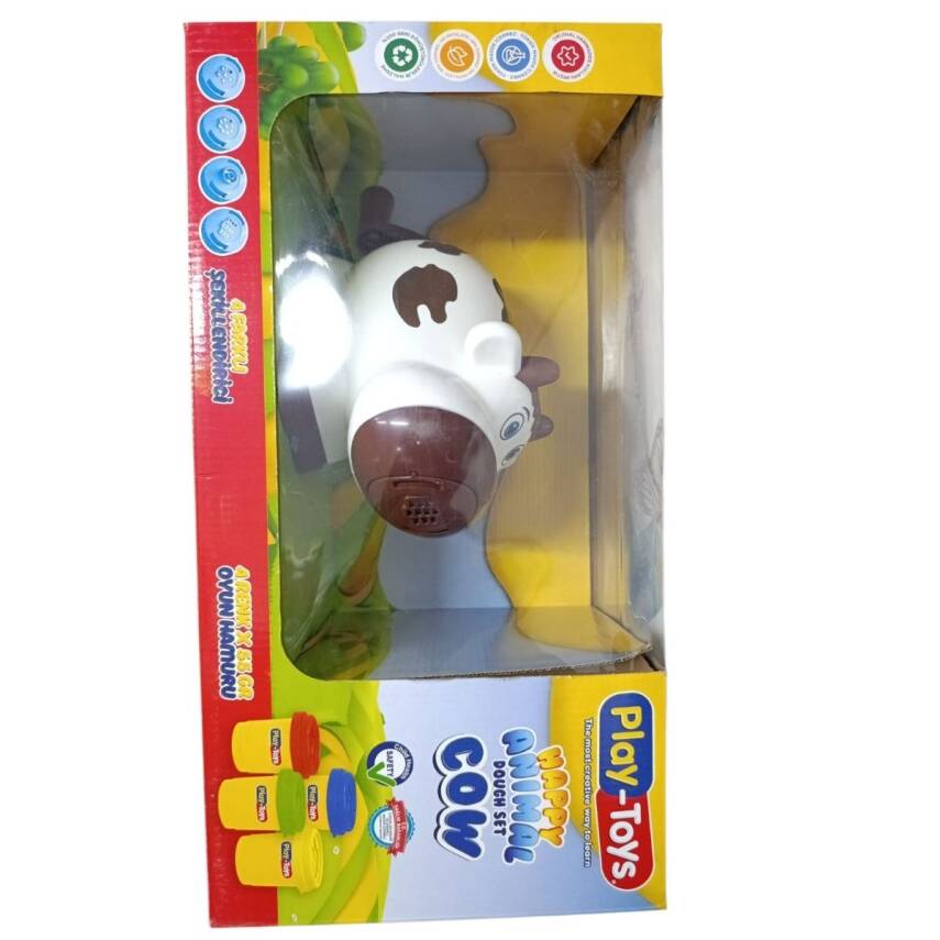 Playtoys Happy Animal Cow Dough Set-Kahverengi - 2