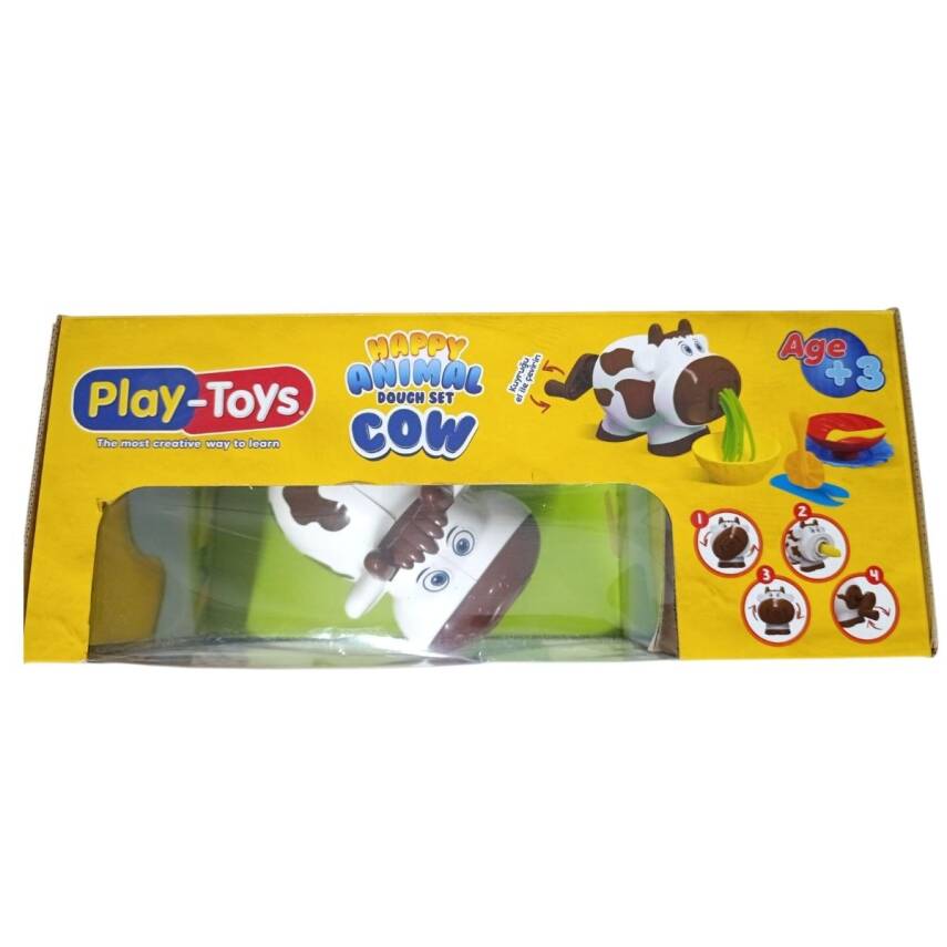 Playtoys Happy Animal Cow Dough Set-Kahverengi - 1