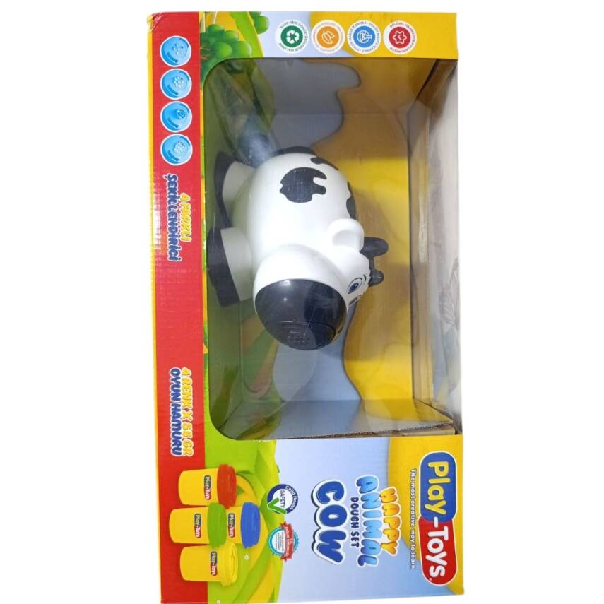 Playtoys Happy Animal Cow Dough Set-Siyah - 2