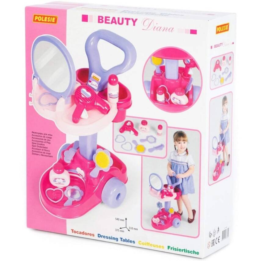 Polesie Oyuncak Takım Diana Güzellik Salonu 9 Parça Aynalı Makyaj Arabası 984 36629 - 2