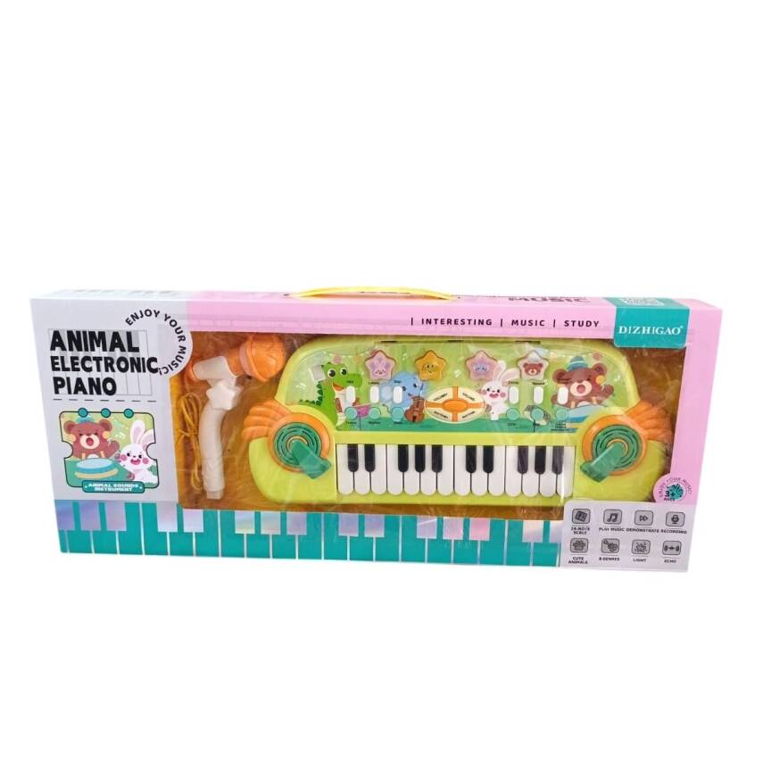 Prestij Oyuncak Mikrofonlu Pilli Piyano 808-16A-Yeşil - 1