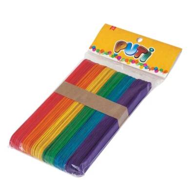 Puti Ahşap Renkli Dil Çubuğu 50li