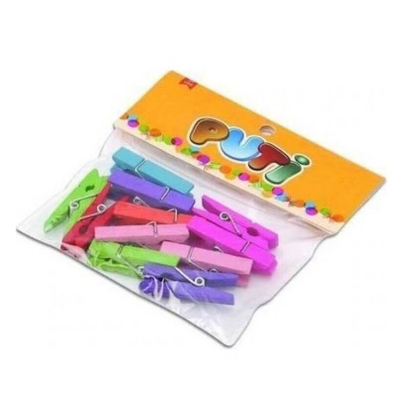 Puti Ahşap Renkli Mandal 12li - 1