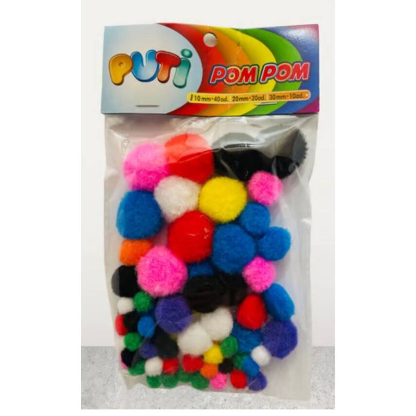 Puti Büyük Orta Küçük Karışık PomPom - 1
