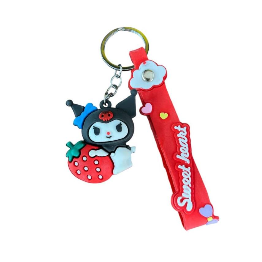 Renkli Silikon Anahtarlıklar-Kırmızı Kuromi - 1