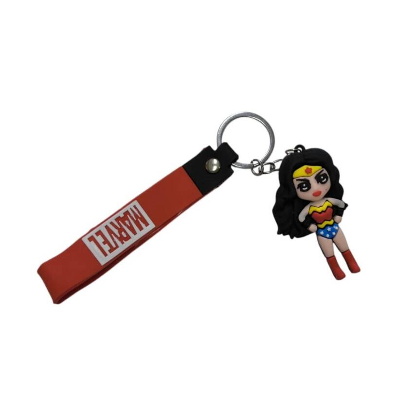 Renkli Silikon Anahtarlıklar-Kırmızı Wonder Woman - 1
