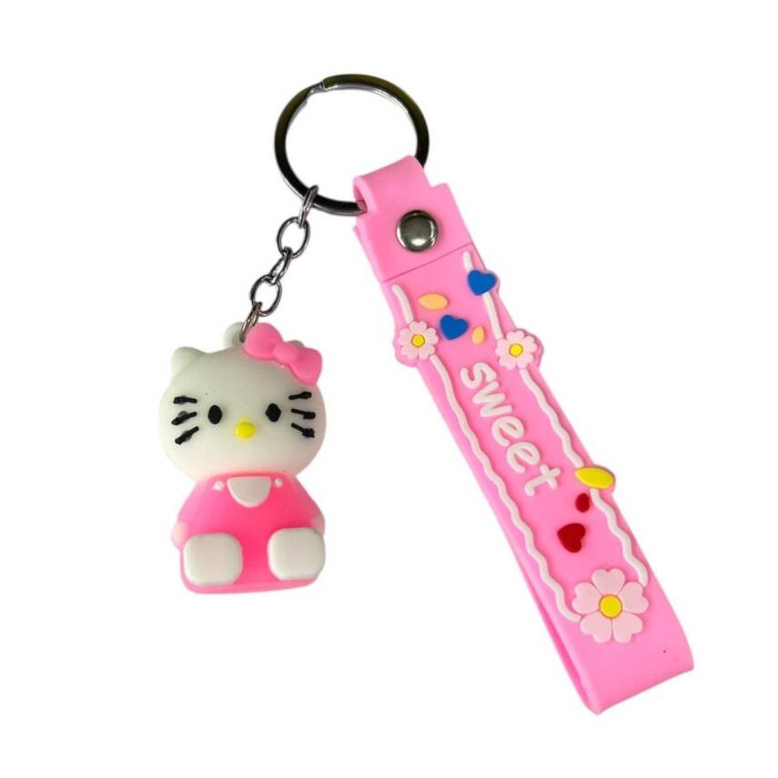 Renkli Silikon Anahtarlıklar-Pembe Hello Kitty - 1
