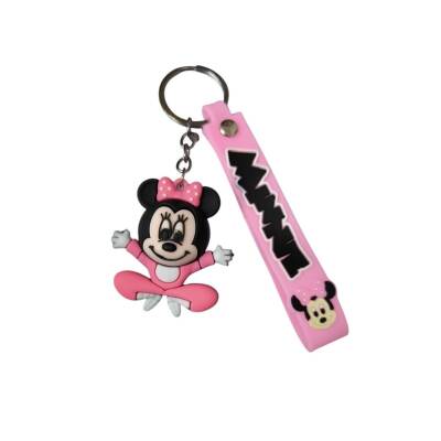 Renkli Silikon Anahtarlıklar-Pembe Minnie Mouse