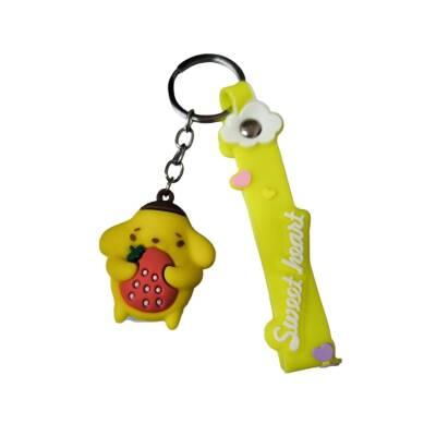 Renkli Silikon Anahtarlıklar-Sarı Çilekli Kawaii