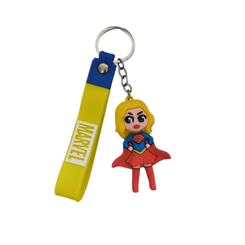 Renkli Silikon Anahtarlıklar-Sarı Superwoman - 1