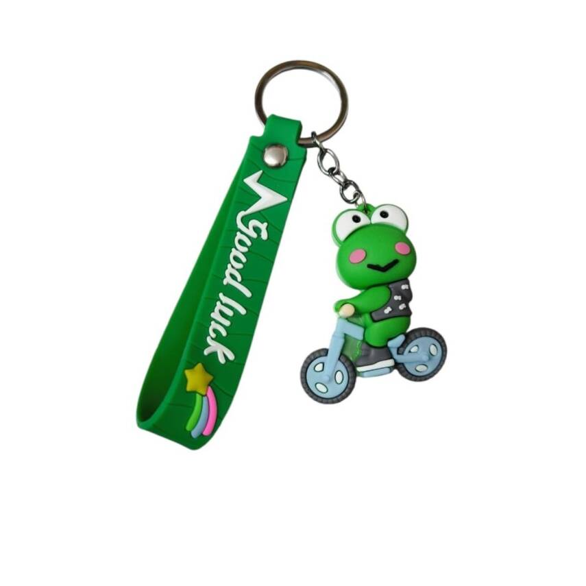 Renkli Silikon Anahtarlıklar-Yeşil Keroppi - 1