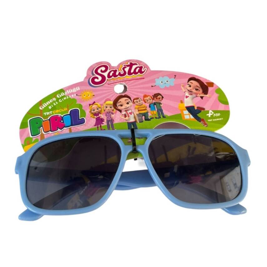 Sasta Lisanslı Pırıl Güneş Gözlüğü 600444-Mavi Yuvarlak - 1