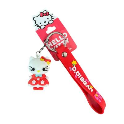 Sasta Lisanslı Silikon Anahtarlık 582648-Kırmızı Hello Kitty