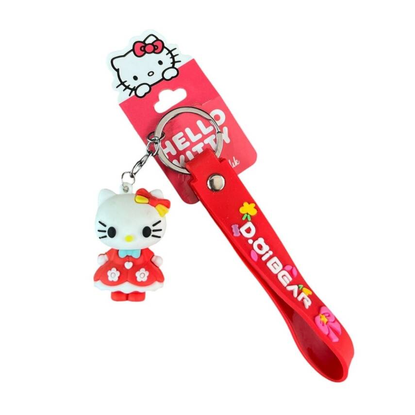 Sasta Lisanslı Silikon Anahtarlık 582648-Kırmızı Hello Kitty - 1