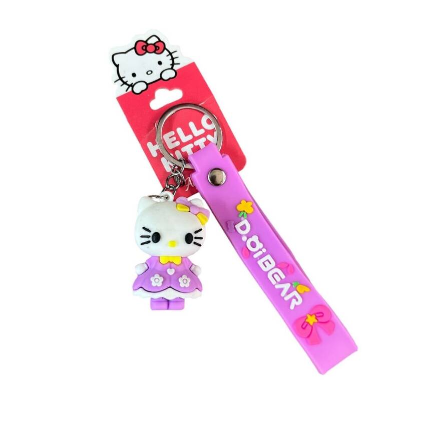 Sasta Lisanslı Silikon Anahtarlık 582648-Mor Hello Kitty - 1