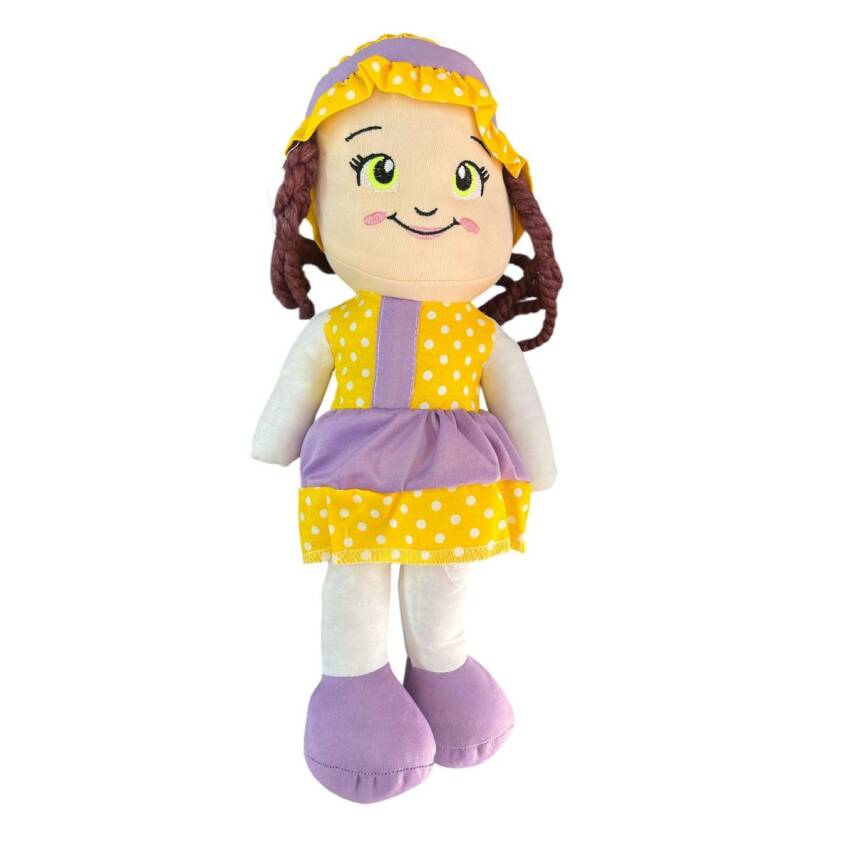 Sevecen Toys Renkli Reyhan Bez Bebek Rn-0113-Bordo Saç Mor Elbise - 1